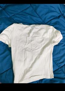H&amp;m White Baby Croped Tee