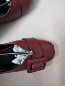 ELLE Embellished Maroon Block Pumps