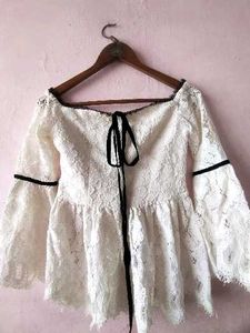 Lace Off-Shoulder White Top