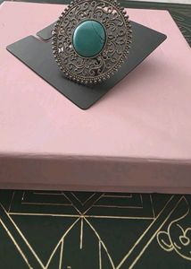 Gorgeous Oxidised Silver Ring With BlueAgate Stone