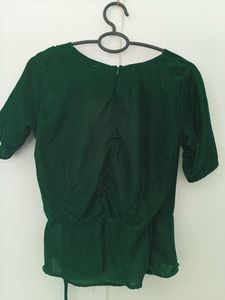 Green Velvet Wrap Top