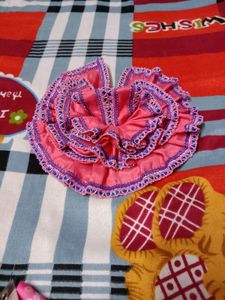 Pink Colour Dress For Laddu Gopal With Topi