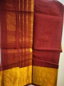 Brand New South Cotton Saree With Gold Border