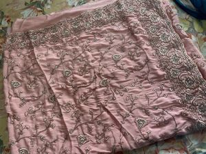 Elegant Pink Embroidered Saree With Blouse