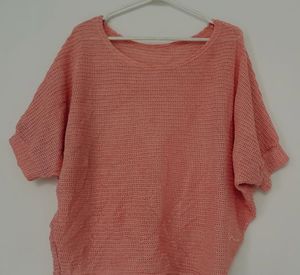 Peach Crochet Dolman Sleeve Top