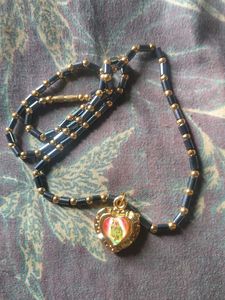 Red Beaded Necklace And Black Necklac Combo