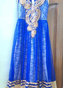 Blue &amp; Gold Embroidered Saree