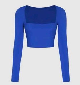 Blue Long Sleeve Crop Top