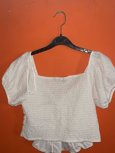 White Puff Sleeve Crop Top