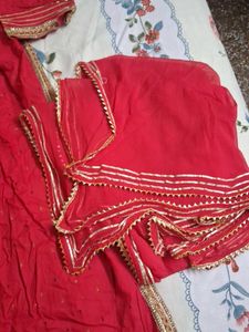 Red Embroidered Kurta Set