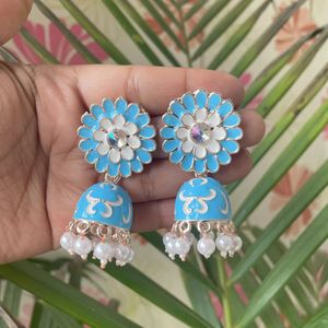 Blue Meenakari Earrings