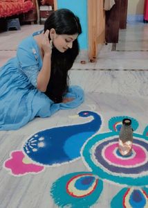 Blue Front Slit Kurti With Plazoo And Dupatta