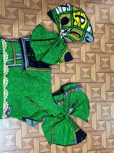 Green Printed full Dress