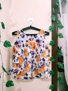 Floral Ruffle Sleeveless Top