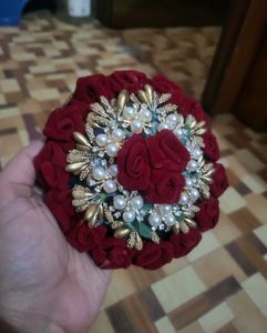Elegant Red Rose Hair Bun Accessory