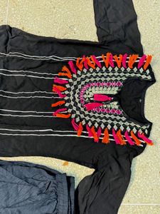 Black Embroidered Kurta Set