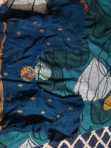 Shiny Navy Blue Festive Saree