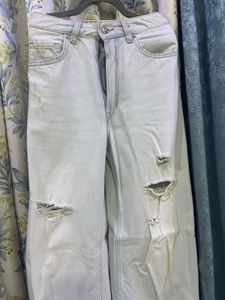 Distressed Light Wash Wide Leg Jeans