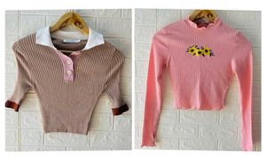 Two Cute Aesthetic Ribbed Tops (COMBO)