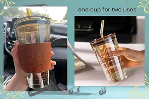 Glass Coffee Sipper Mugs with Straw 😍