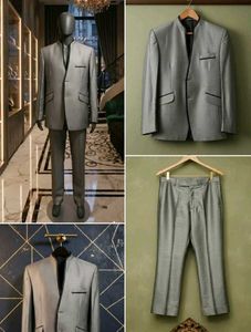 Sale📍 Gray Mandarin Collar Suit