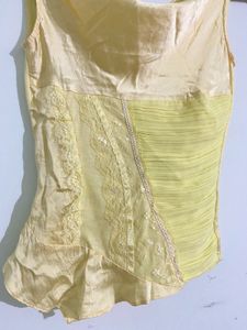Butter Yellow Lace Detail Top