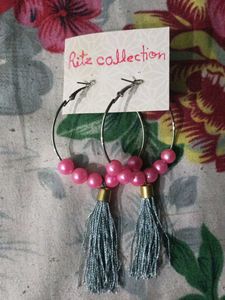 Pink Pearl Hoop Earrings
