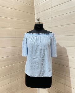 H&amp;M New Blue Off-Shoulder Top