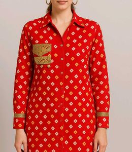 Red bandhani shirt