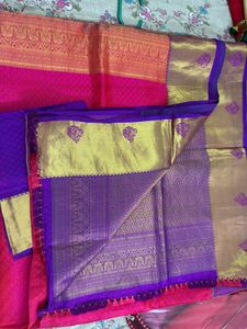 Pink Purple Colour Silk Saree - Unstiched Sare