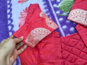 Red Quilted Embellished Blouse