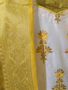 White And Yellow Kurta Set
