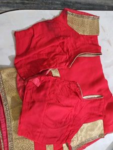 Red &amp; Gold Saree with Blouse