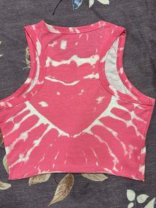 Pink Heart Tie-Dye Crop Top