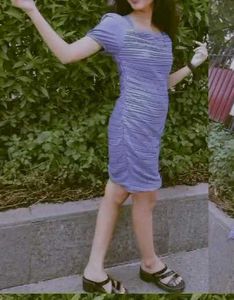 Blue Ruched Bodycon Mini Dress