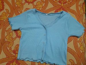 Blue Crop Cardigan