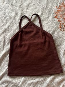 COFFEE BROWN TWO SIDE WEAR TOP