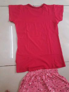 Cute Pink Printed Night Suit Not Used Brand New