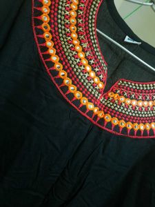 Embroidered Short Kurti (Black)