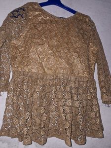 Gold Lace Peplum Top