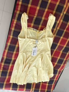 Cream Lace Trim Mini Dress