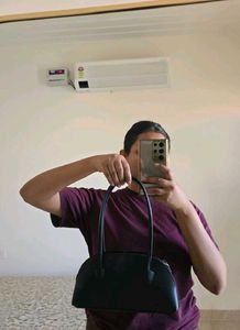 Sleek Black Mini Crescent Shoulder Bag
