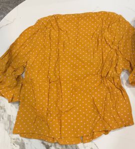 Cute Mustard Polka Dot Top
