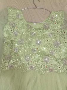 Green  Colour Beautiful Gown With Heavy Embroidery