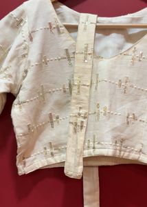 Elegant Embroidered Blouse with belt and margins a