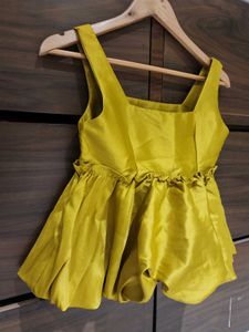 Yellow Ruffle Hem Tank