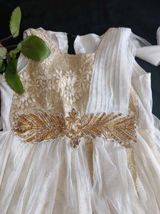 Elegant White &amp; Gold Party Dress