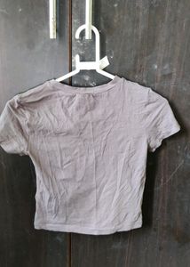 H&amp;M Cropped Tee In Grey