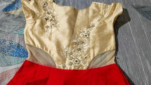 Red And Cream Anarkali Kurta Set