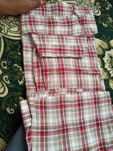 Red & Beige Plaid Shirt